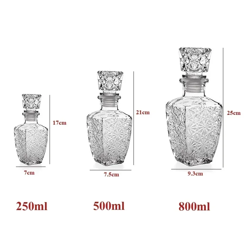 150/250/500/800ml Optional Crystal Glass Whiskey Liquor Wine Drinks Juice Transparent Bottle Wine Carafe whiskey decanter set