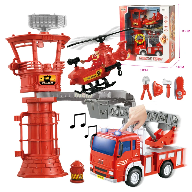 2023NewCityFireStationFireTruckToywithLightMusicFirefighter