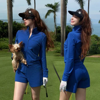 MG 2025 new golf clothing outfits woman spring and autumn long sleeve jacket zipper stand collar tops shorts tennis sportswear 1