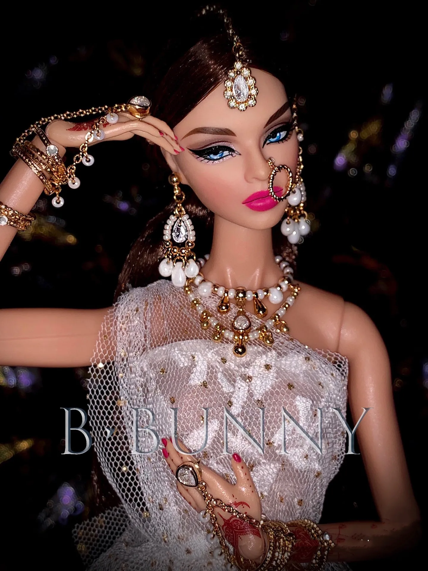 

Indian Style Doll Accessories 1/6 BJD Tiara Nose Ring Chain Earrings Bracelet Necklace Zircon Style Jewelry Free Shipping