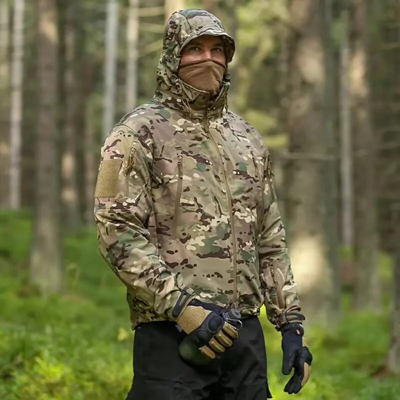 Veste camouflage hiver 5XL 6XL homme imperméable - Soft shell tactique multicam coupe-vent polaire