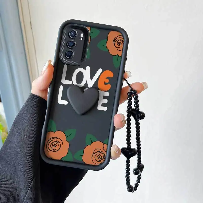Cartoon Rose Phone Case Set with Lanyard and Craft Embellishments – 3 Piece Collection