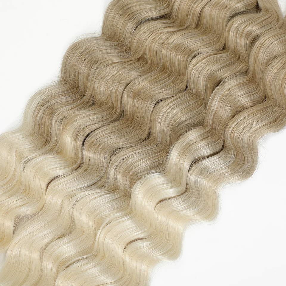 Ombre Brown Loose Wave Braiding Hair Extensions 24 Inch Synthetic Crochet Braids Lena Hair Ombre White Linen Fake Hair for Women 3