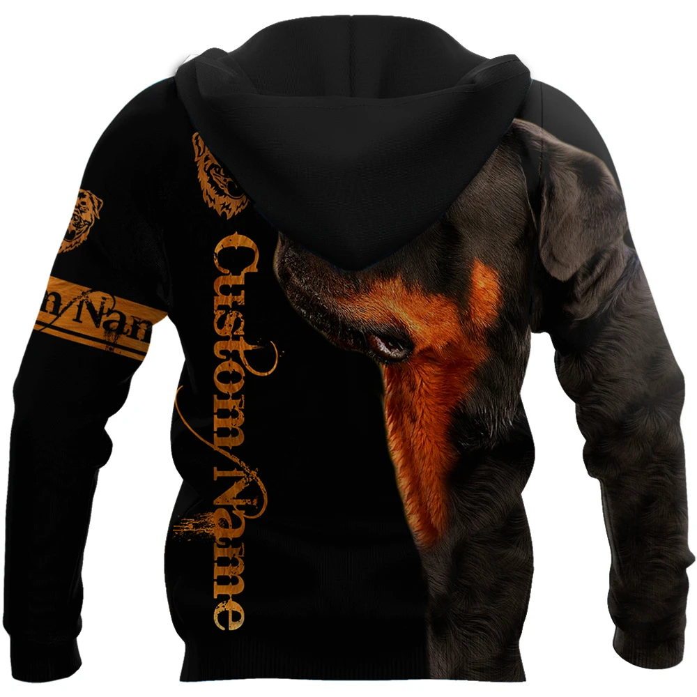 Beautiful Rottweiler 3D Printed Mens Hoodie Unisex Casual Sweatshirt Fashionable Personality Zipper Jacket Custom Name DYI333