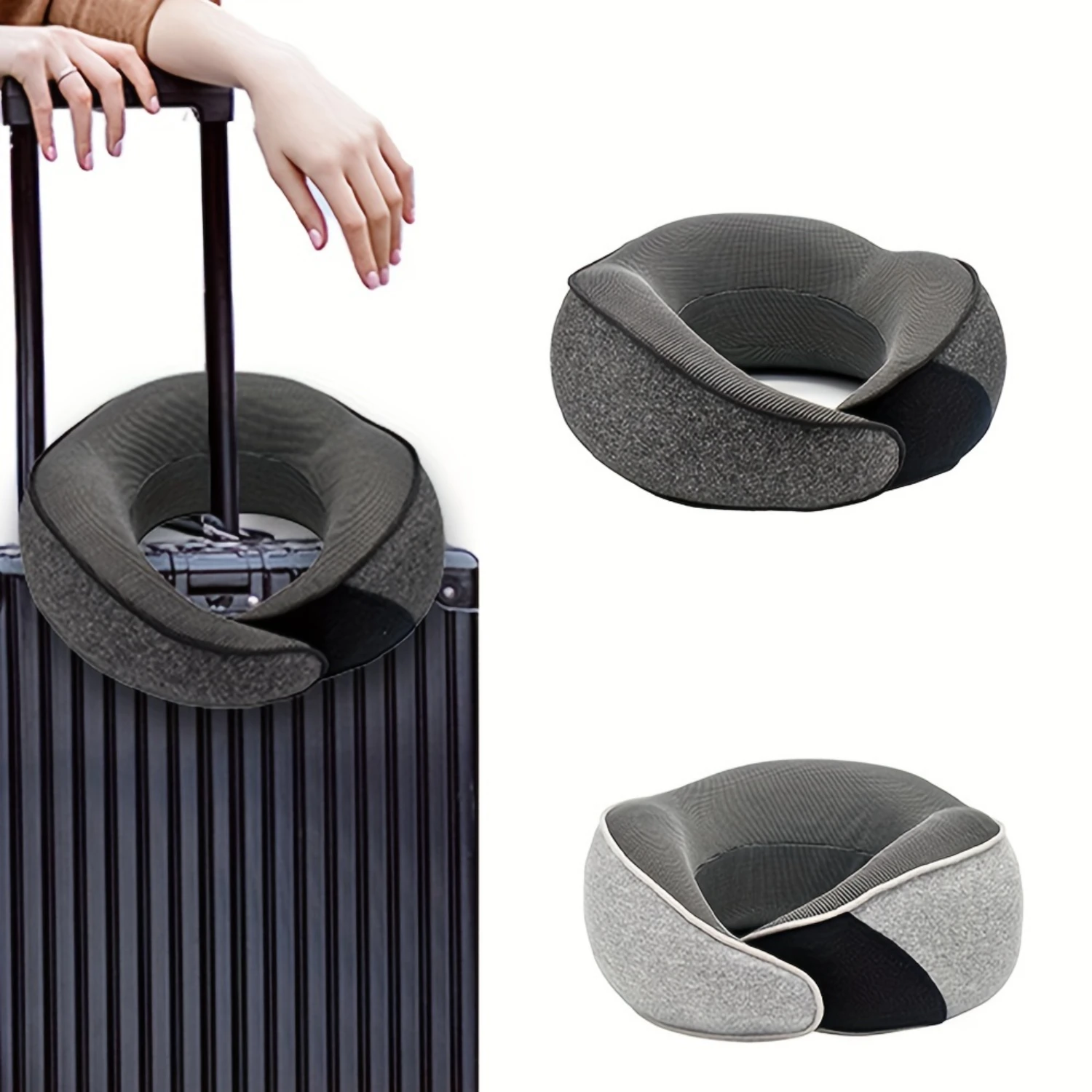 Memory Foam U-Shaped Travel Neck Pillow with 360-Degree Neck Support-Lightweight & Washable-Ergonomic Office/Car/Airplane Cu