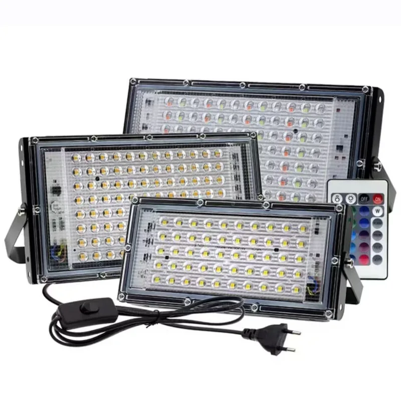 50W 100W LED Floodlight IP65 Waterproof AC 220V Outdoor Floodlight Spotlight LED RGB Colourful Decoration Light Wall