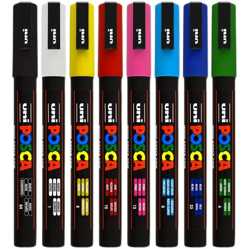 Permanent Marker Pen Uni Marker Pen PC-3M Acrylic posca marcadores permanent marker graffiti paint pen For Rock Metal Leather Ceramic Glass Plastic