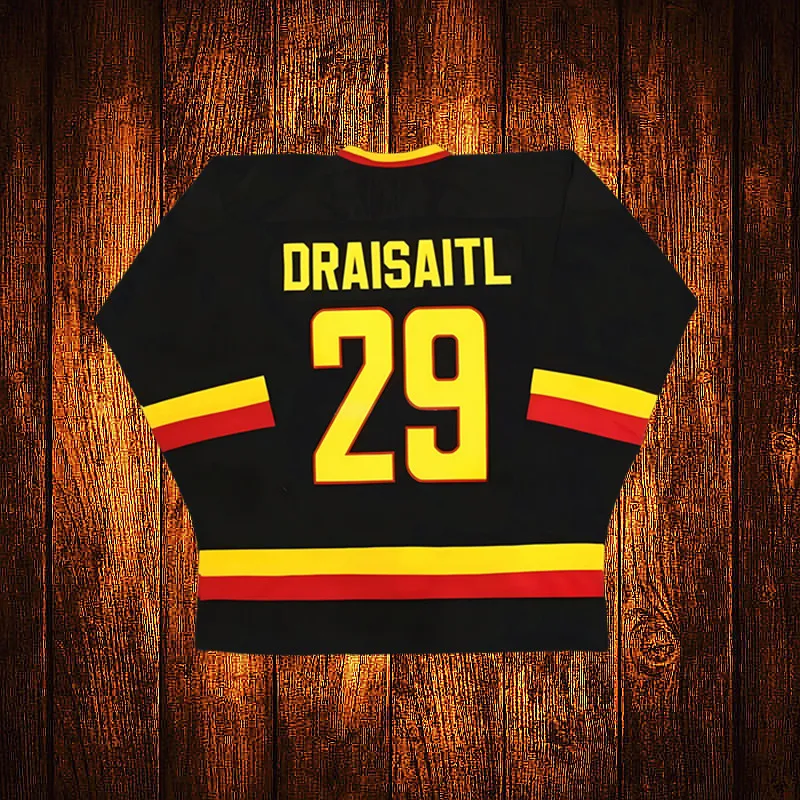 Vintage Team Germany Deutschland Leon Draisaitl Embroidery Stitched Hockey Jersey Youth Kids Adult Any Size And name 053