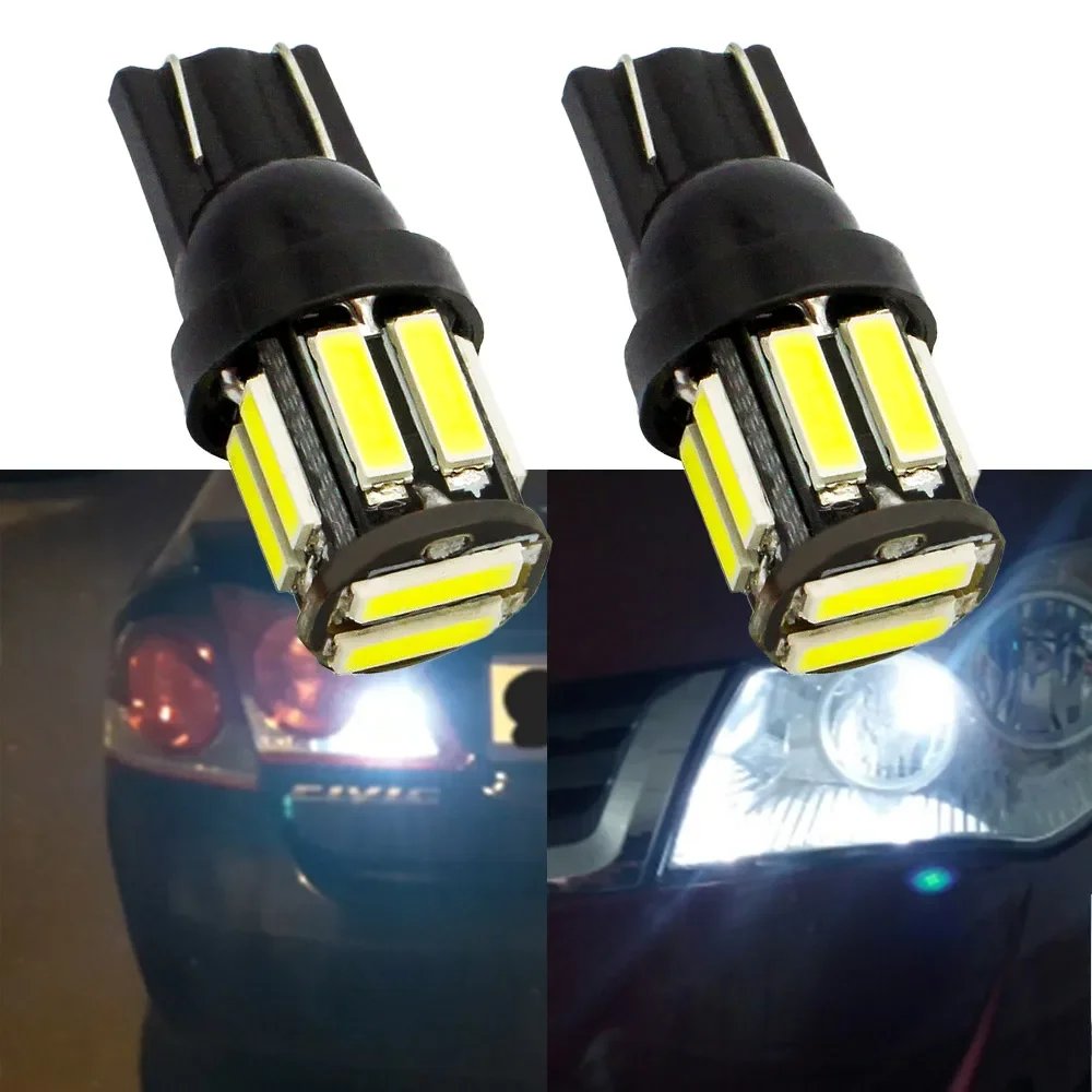 4Pcs T10 COB 10Led 7020 Auto At Night LED 194 168 Wedge Replacement Reverse Instrument Panel Lamp White Blue Bulbs for Lighting