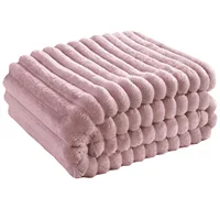 Striped Flannel Blankets For Beds Solid Pink Blue Color Soft Warm Mink Throw Sofa Cover Bedspread Beach Airplane Travel Blankets 4