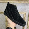 Luxury Brand Dress Designer For Men High Top Red Bottoms Rivets Sneakers Winter Casual Sports Leather Trainers Women Party Shoes 1
