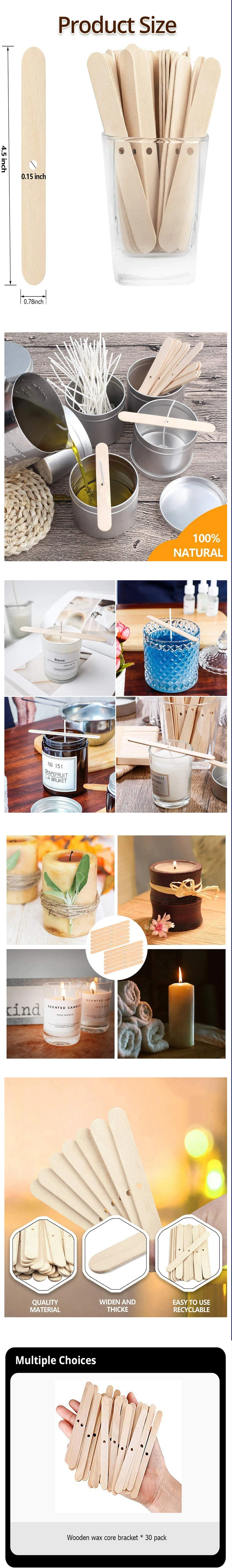 Description Picture 4 of item30 Pack Wooden Candle Wick Holders Wick Holders for Candle Making Wick Clips for Candles Candle Centering Tool