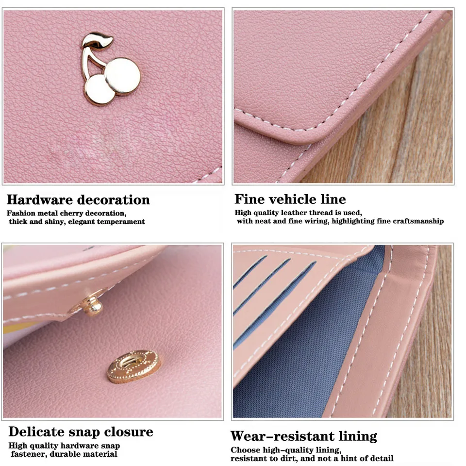 맞춤형 금속 체리 사인 삼단 지갑, 다기능 휴대용 동전 지갑, 생일 기념일 선물 - AliExpress