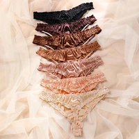 1 pièces/7 pièces offre spéciale dames volants garniture Satin glace soie sans couture sans spectacle sous-vêtements slips invisibles Tanga Bragas culottes pour femmes 4