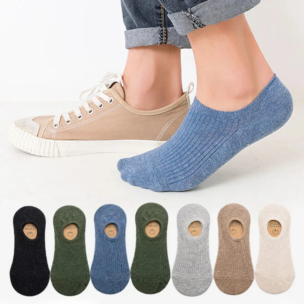 

5Pair / Lot Men's Socks Non-slip Silicone Invisible Cotton Sock Breathable Mesh Comfortable Summer Thin Sports Men Sock Elastic