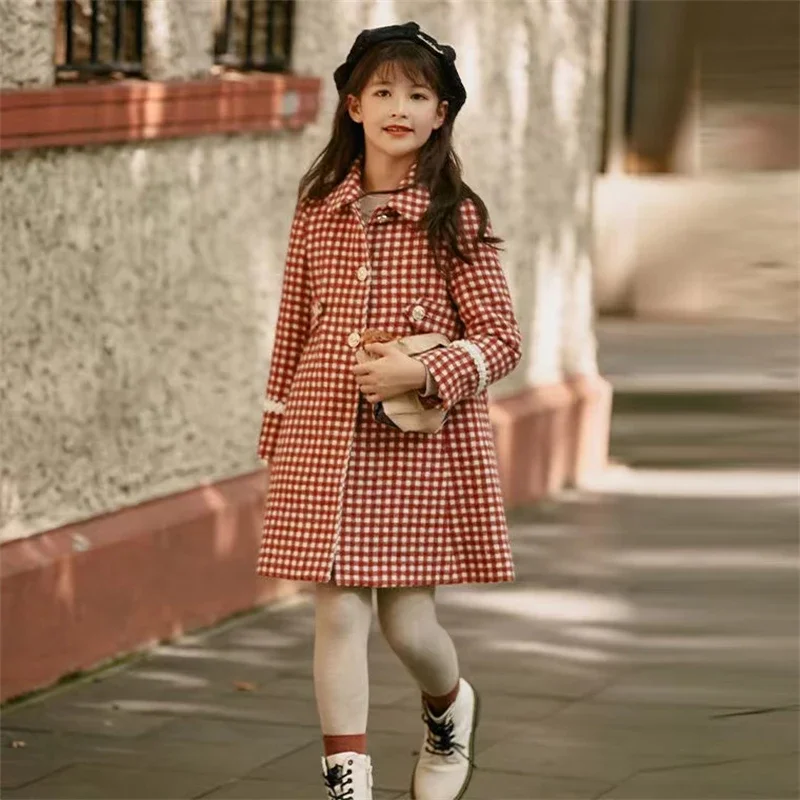

Детское шерстяное пальто для девочек, красивое Утепленное зимнее пальто из хлопка, детская одежда больших размеров, 2023