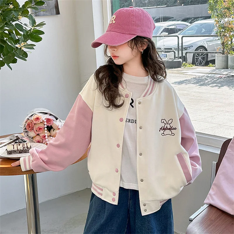 

Girls' spring coat 2024 new 6-15 year old children foreign style baseball clothes little girl fashionable casual Korean version
