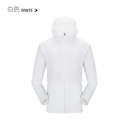 Unisex Waterproof Quick - Dry Sun Protection Windbreaker Jacket with Pocket - XXXL (White)