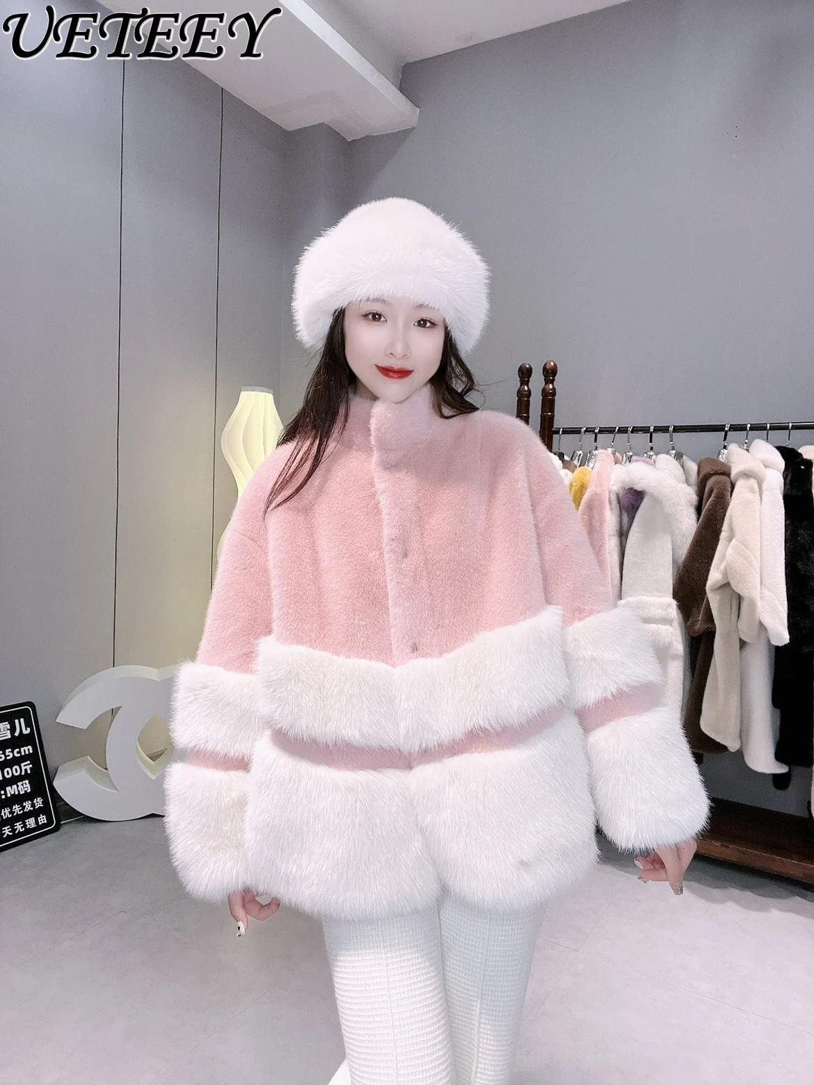

2023 Winter New Korean Style Fox Fur Coat European Mink Thickened Warm Loose Environmental Protection Leather Fur Coat Clothes