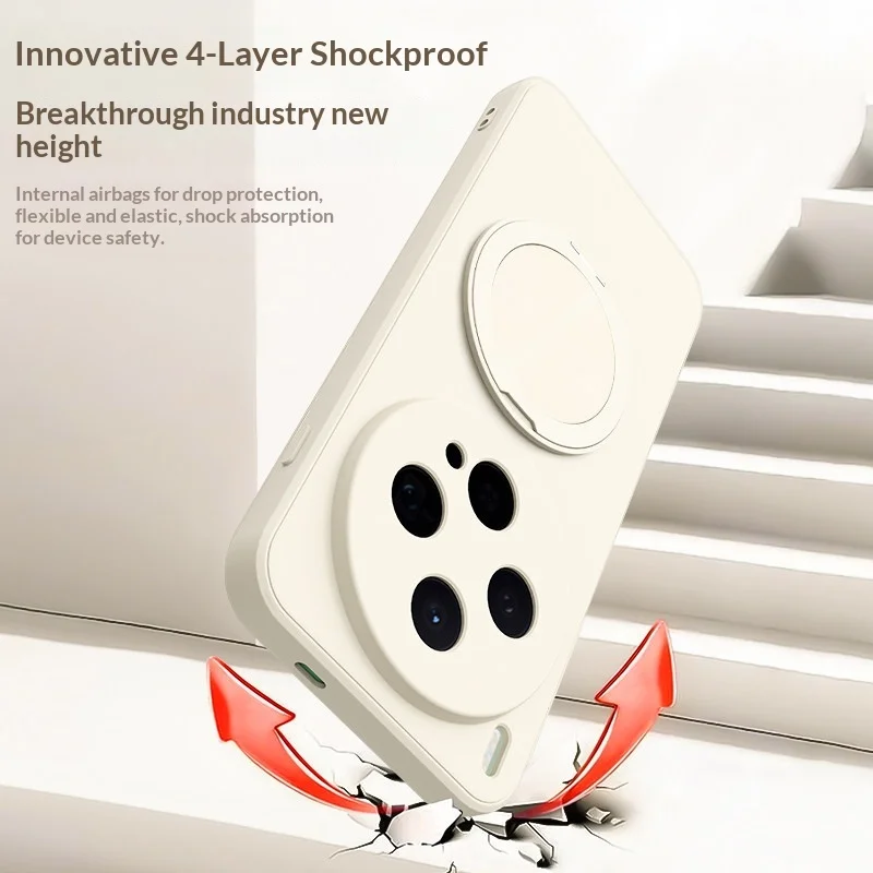Premium Liquid Silicone Skin-Friendly Case with 360° Rotating Stand
