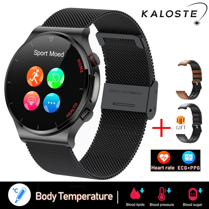 New Health Smart Watch Men ECG+PPG Heart Rate Blood Pressure Watches Body Temperature Fitness Tracker Smartwatch For Samsung+Box 