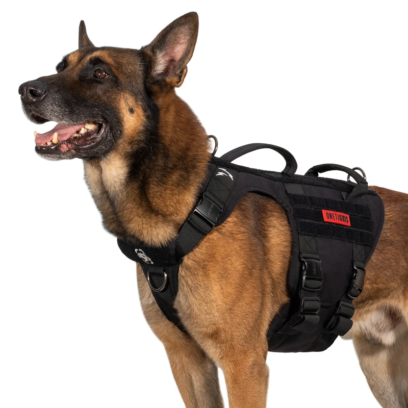 ONETIGRIS FIRE WATCHER 2.0 Tactical Dog Harness, Black, Medium, Chest Girth  24-32-in 
