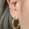18K Gold Plated Simple Star Zircon CZ Ear Cuff Clip Earrings No Pierced Crystal Stainless Steel Earclips Earcuff Ear Wrap Clips 2
