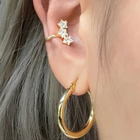18K Gold Plated Simple Star Zircon CZ Ear Cuff Clip Earrings No Pierced Crystal Stainless Steel Earclips Earcuff Ear Wrap Clips 2