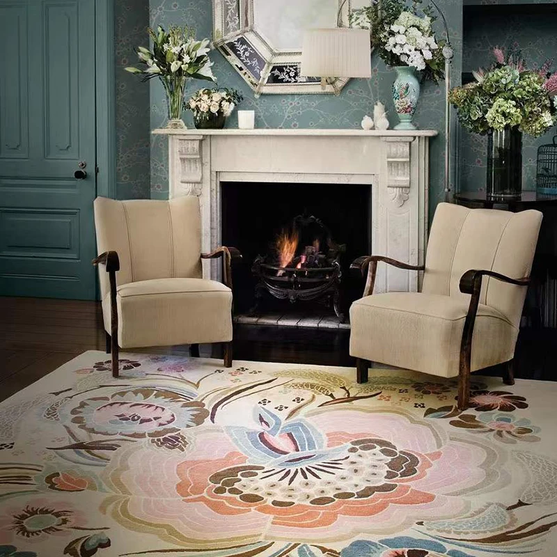 Living Room Carpet Retro Pastoral Flower Home Decoration Luxury Large Area Bedroom Rug Round Fluffy Bohemia Cloakroom Mat ковер