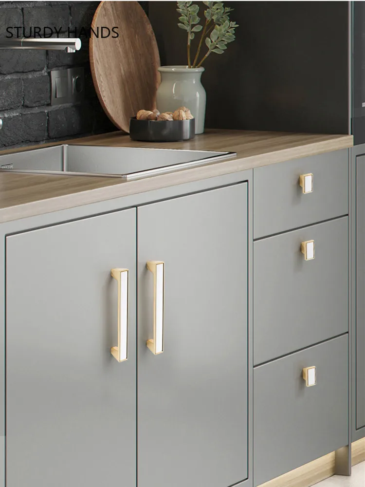 Modern Zinc Alloy Cabinet Handles Kitchen Accessories Light Luxury  Furniture Knobs Desk Drawer Pulls Home Hardware Supplies