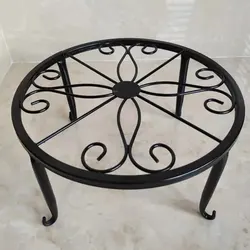 Elegant Cast Iron Plant Stand - Vintage Metal Flower Pot Holder (Black)