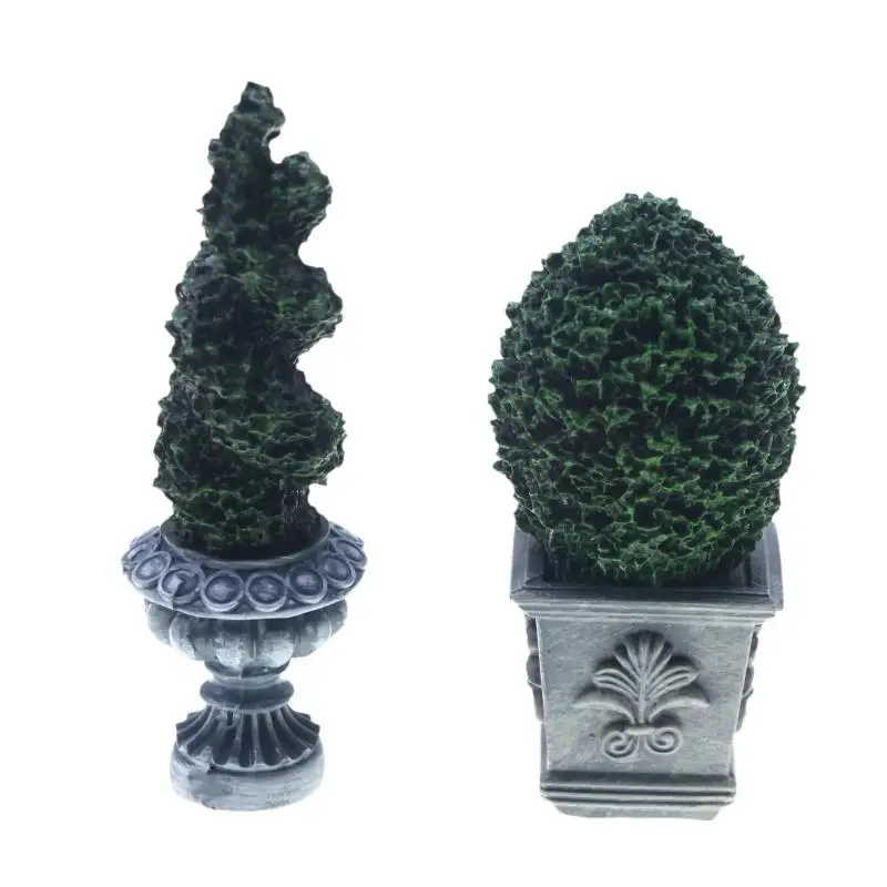 1/12 Dollhouse Simulation Plant Potted Model Miniature Twisted Artificial Plant Spiral Faux Greenery for Landscape Desktop Decor