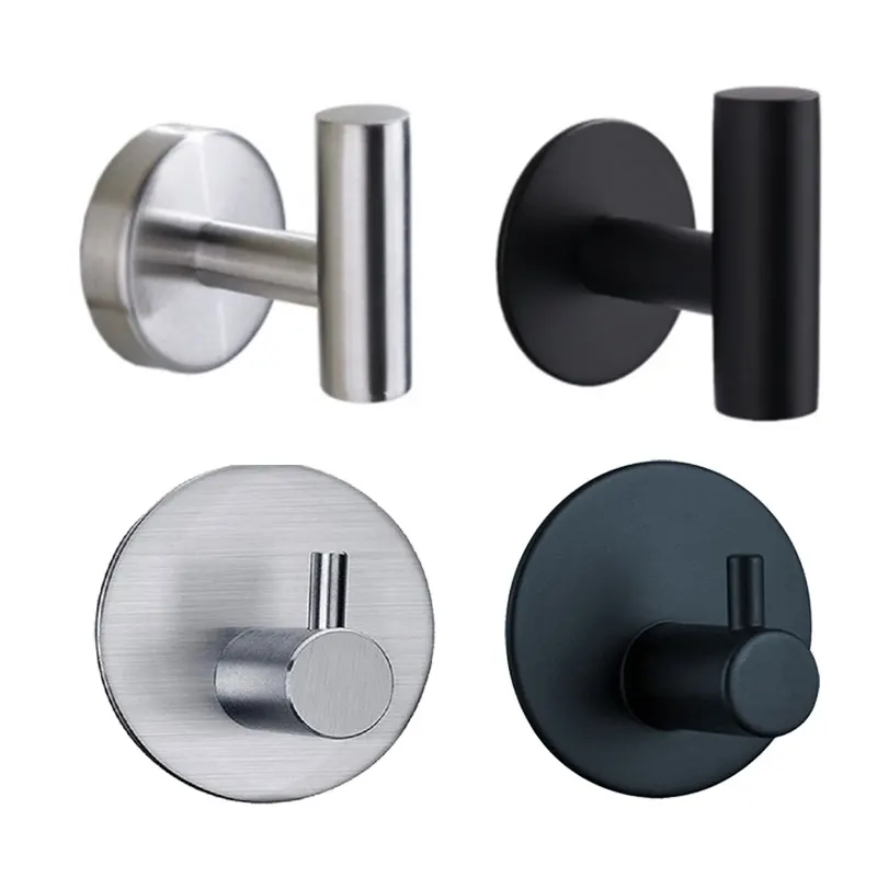 Aluminum Alloy Towel Hooks Self Adhesive Wall Coat Racks Rustproof Hook Hangers Wall Kitchen Bathroom Accessories