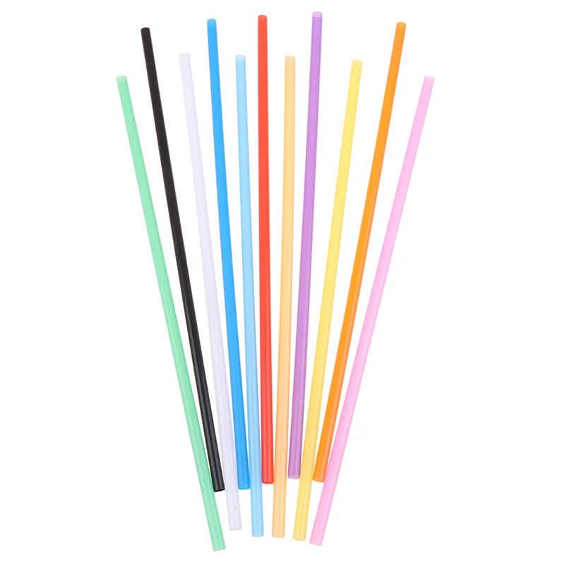 100 Pieces 6*260mm Plastic Straws Drink Juice Straws Children\'s DIY Handmade Flat Mouth Straight Tube Straws