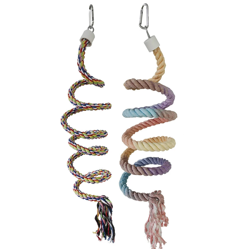 Cotton Rope Parrot Bird Rope Toy 1 pc Hanging Budgie Chew Toy Bird Cage Cockatiel Swing Bite Stand Training Supplies