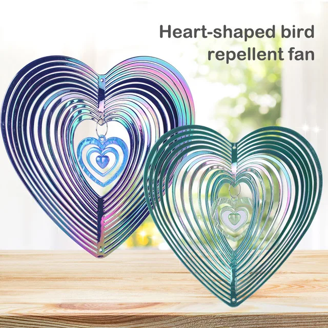 Fém 3D-S Szív Alakú Forgó Szélcsalád Szél-Fordulás Szerelmi Szél Hangjelző Forduló Medál Kültéri Kert Beltéri És