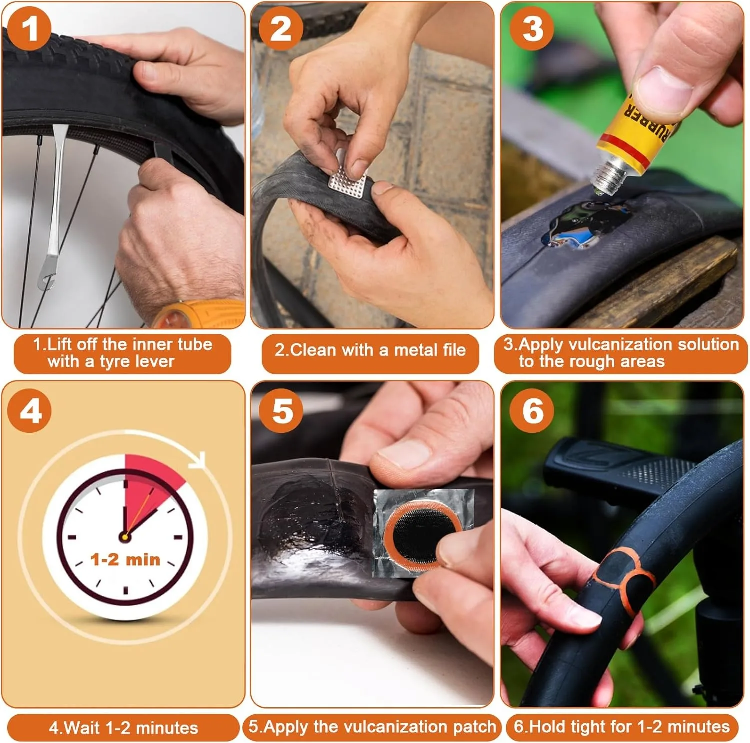 108pcs Parts Bicycle Tire Repair Kit for Motorcycles Off-road Vehicles Inner Air Chamber Tools Kit