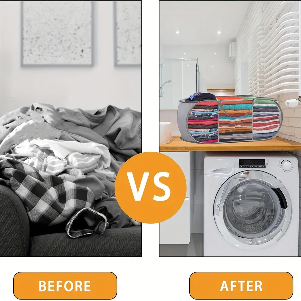 1pc Home Bathroom Mesh Storage Basket Shower Laundry Clothing Dirty Clothes Bag Foldable Portable Business Travel