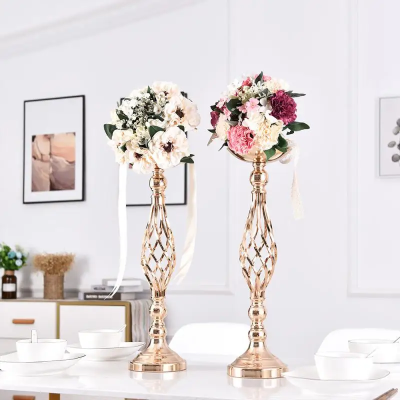 

Flowers Metal Candle Holders Wedding Centerpiece Flowers Vases Flower Candlestick Table Metal Stand Valentine Party Decoration