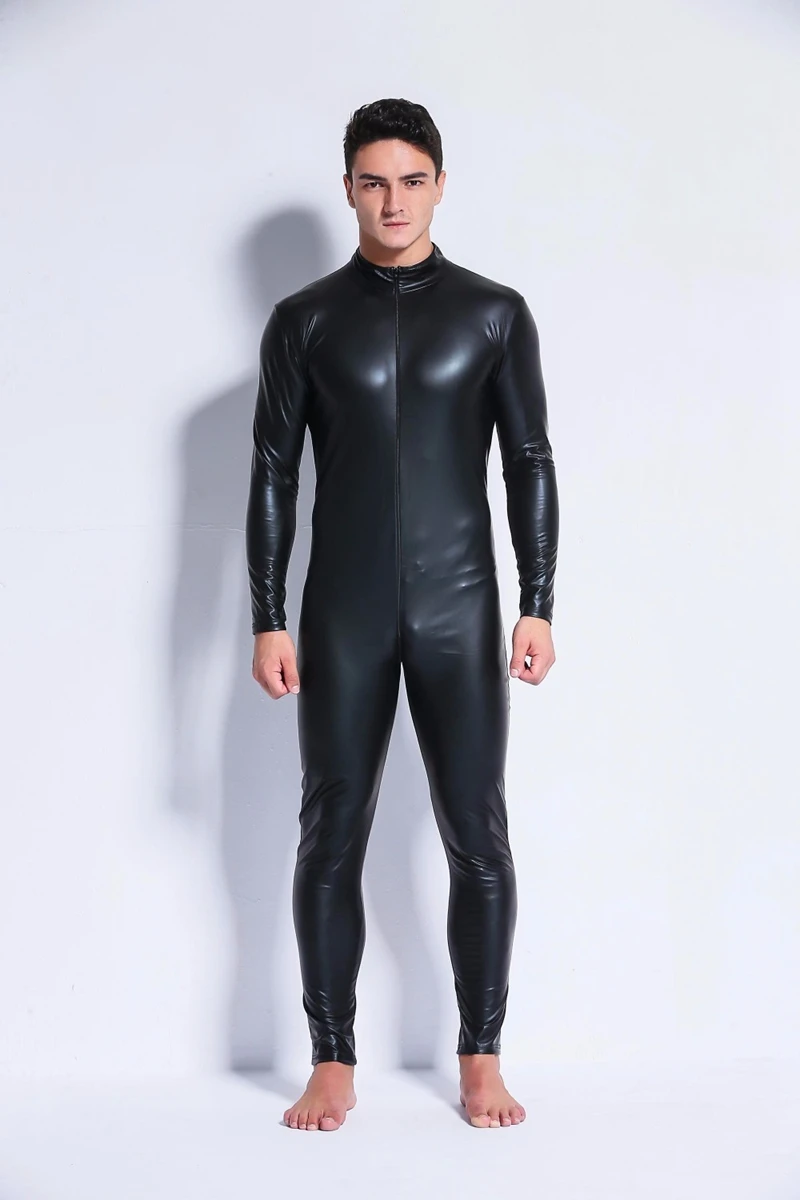 Sexy Wetlook Faux Leather Bodysuit Gay Men Fetish Costumes Erotic Latex  Jumpsuit - AliExpress