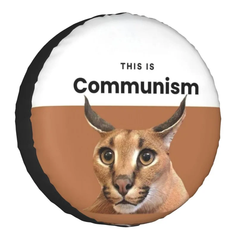 

Communism Floppa Cute Meme Spare Tire Cover Case Bag Pouch Caracal Cat Wheel Covers for Mitsubishi Pajero
