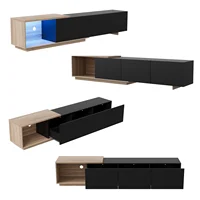 Современный ТВ-шкаф Comanlai 240 см со светодиодной подсветкой, ТВ-шкаф для гостиной с 3 ящиками и открытым хранилищем, выдвижные подставки для телевизора — изображение 6