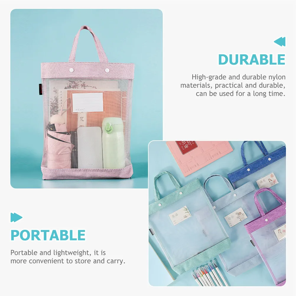 2Pcs 문서 폴더 파일 가방 스냅 버튼 디자인 사무실 홈 학생을위한 휴대용 문서 주최자 파일 홀더 보관 가방