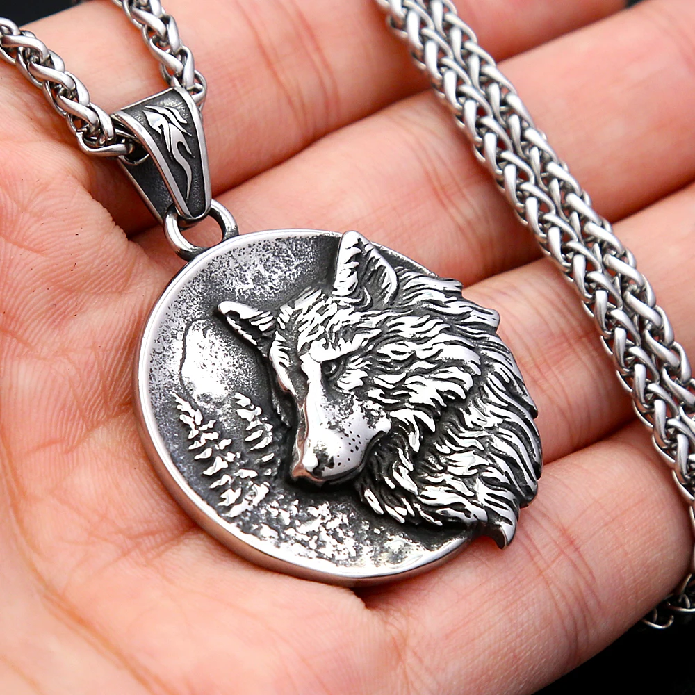 Vintage Viking Wolf Head Necklace Stainless Steel Nordic Animal Pendant For Men Women Unique Amulet Jewelry Gift Dropshipping 5