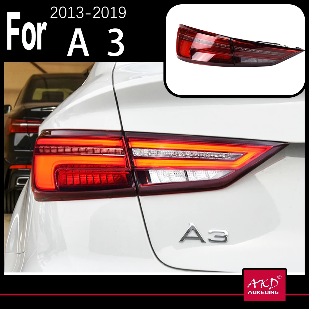 AKD Car Model for Audi A3 Tail Lights 2013-2019 A3 LED Tail Lamp