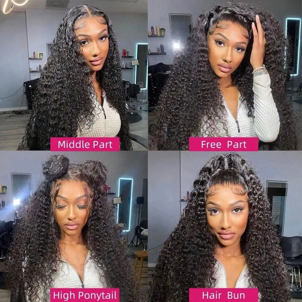 Human Hair 13x6 HD Deep Wave Lace Frontal Wigs 13x4 Water Curly 5x5 Glueless Lace Front Wig 30 42 Inch Kinky Closure WearGo 4