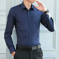 Hommes Anti-rides gratuit affaires confort mode respirant chemise mince élastique nouvelle chemise à manches longues couleur unie chemise confortable 4
