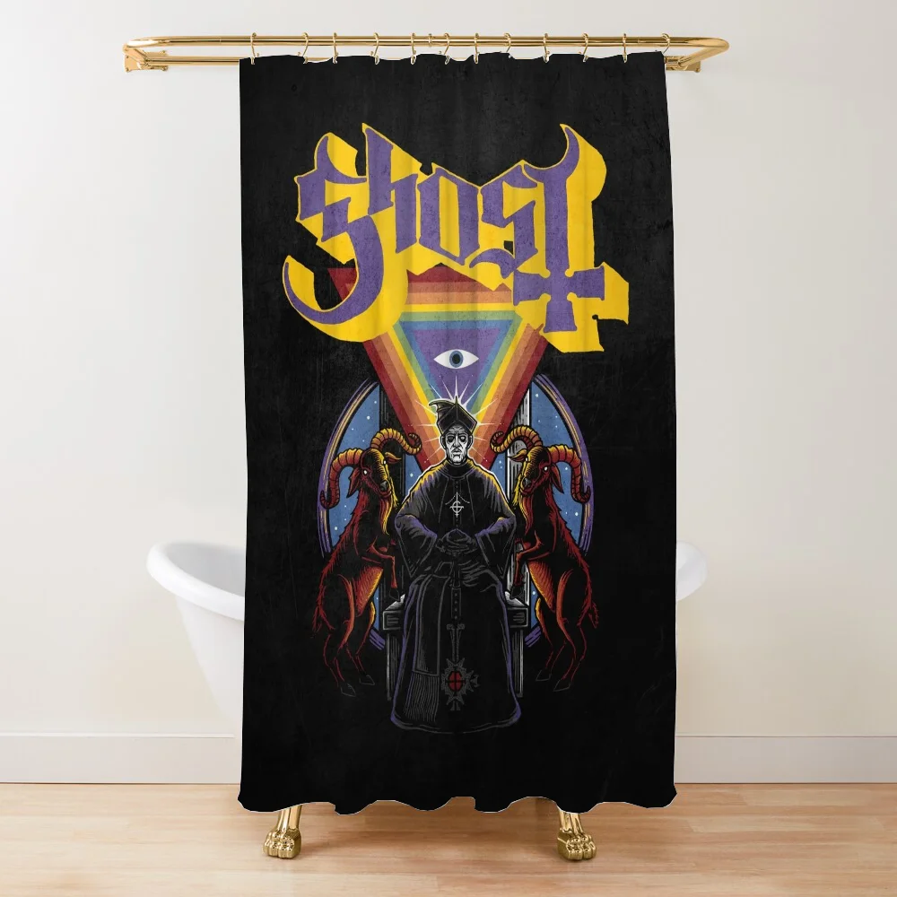 thumbnail image 1 of Cortina de ducha para baño con diseño de la banda Ghosts, impermeable, para sala de estar, 2 piezas, envío gratis, partición plegable, tela para baño, 1 of 5
