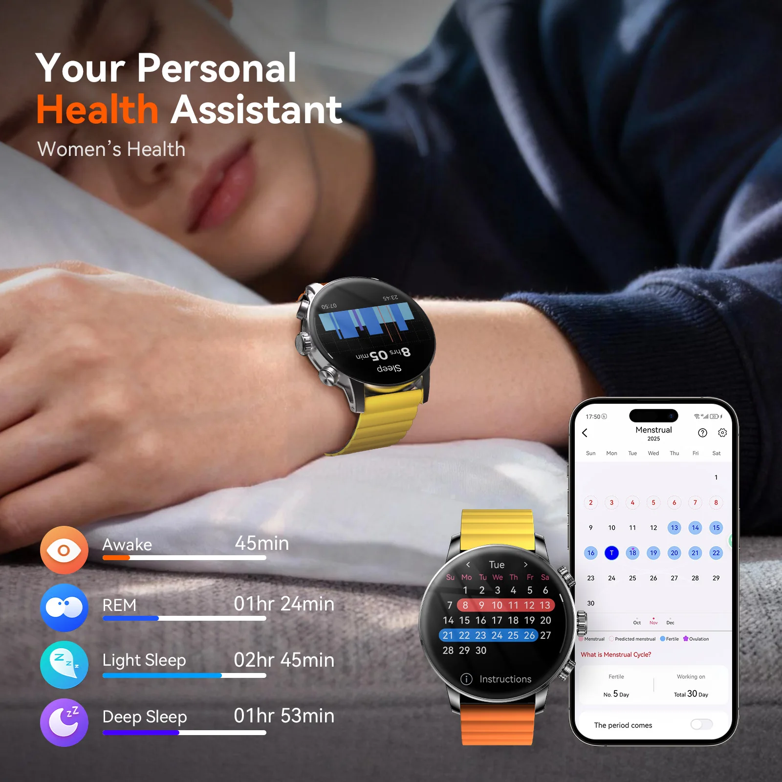 Smartwatch Kieslect Kr2 Pro 3ATM con Display AMOLED FHD da 1.6' con AOD, Processore Dual Core a Tripla Velocità, GPU 2.5D, Funzione di Chiamata Super Dinamica - immagine 6