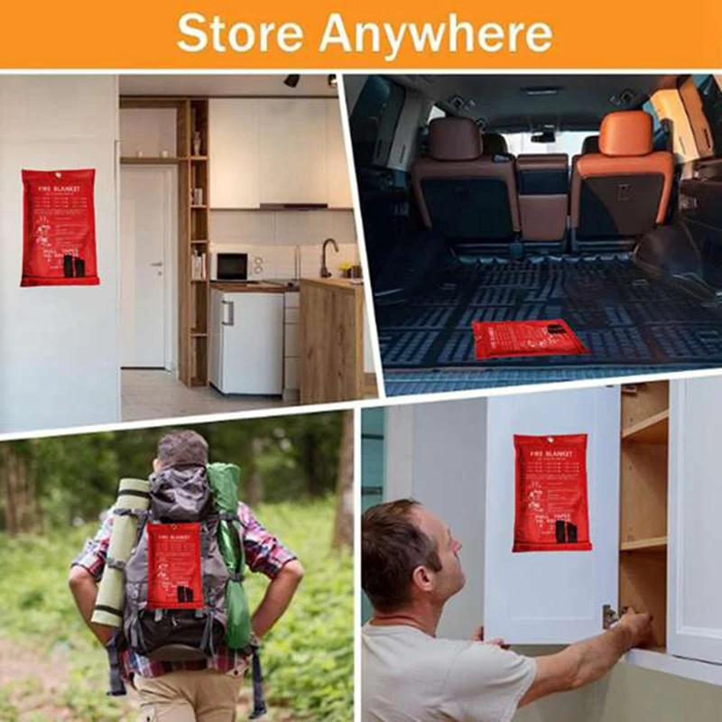 

Emergency Fire Blanket, Fire Blanket, Fire Suppression Blanket For Kitchen, Grill, Fireplace (47Inch X 47Inch) Durable